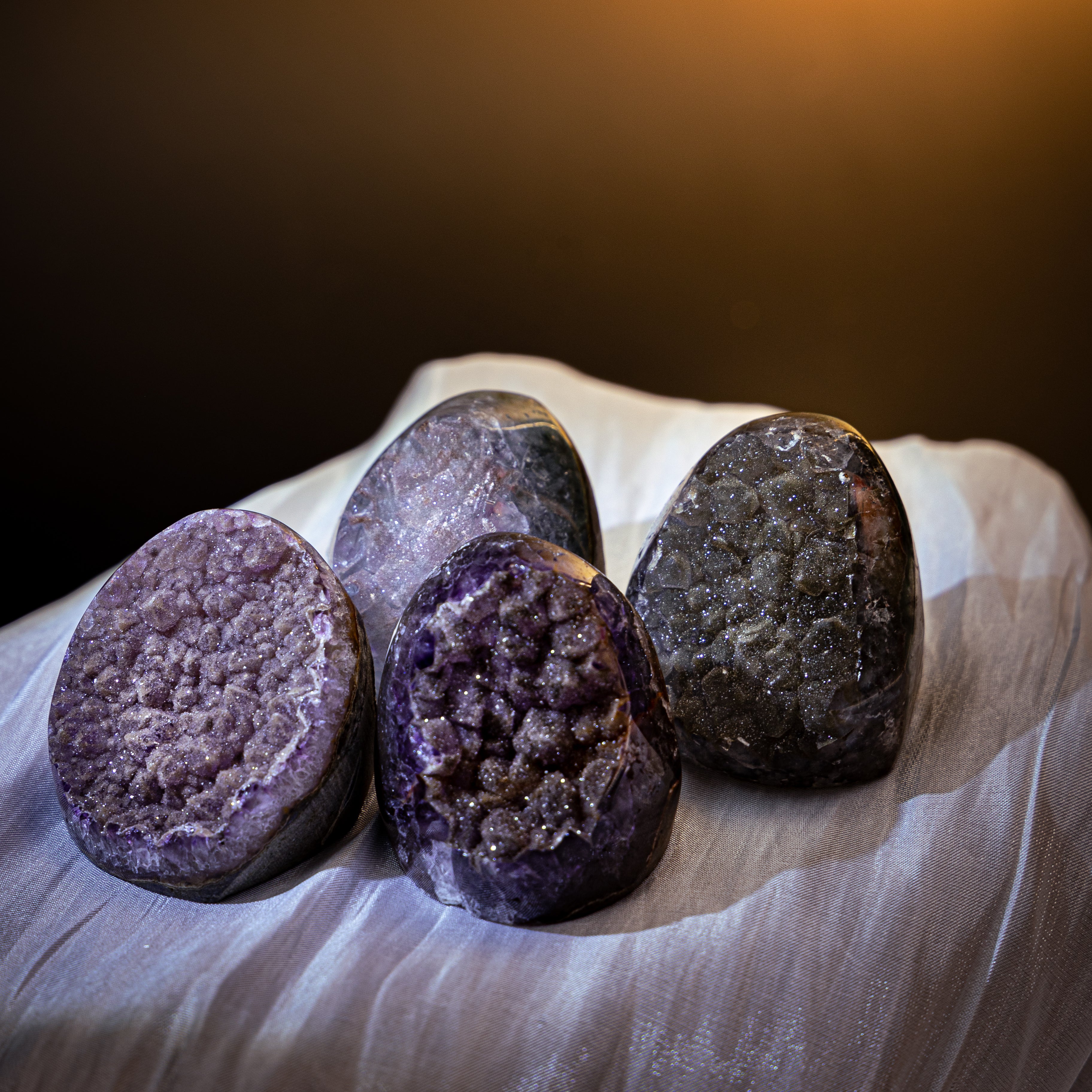 Small Egg Selected Sugary Druzy Amethyst Shining Star Set