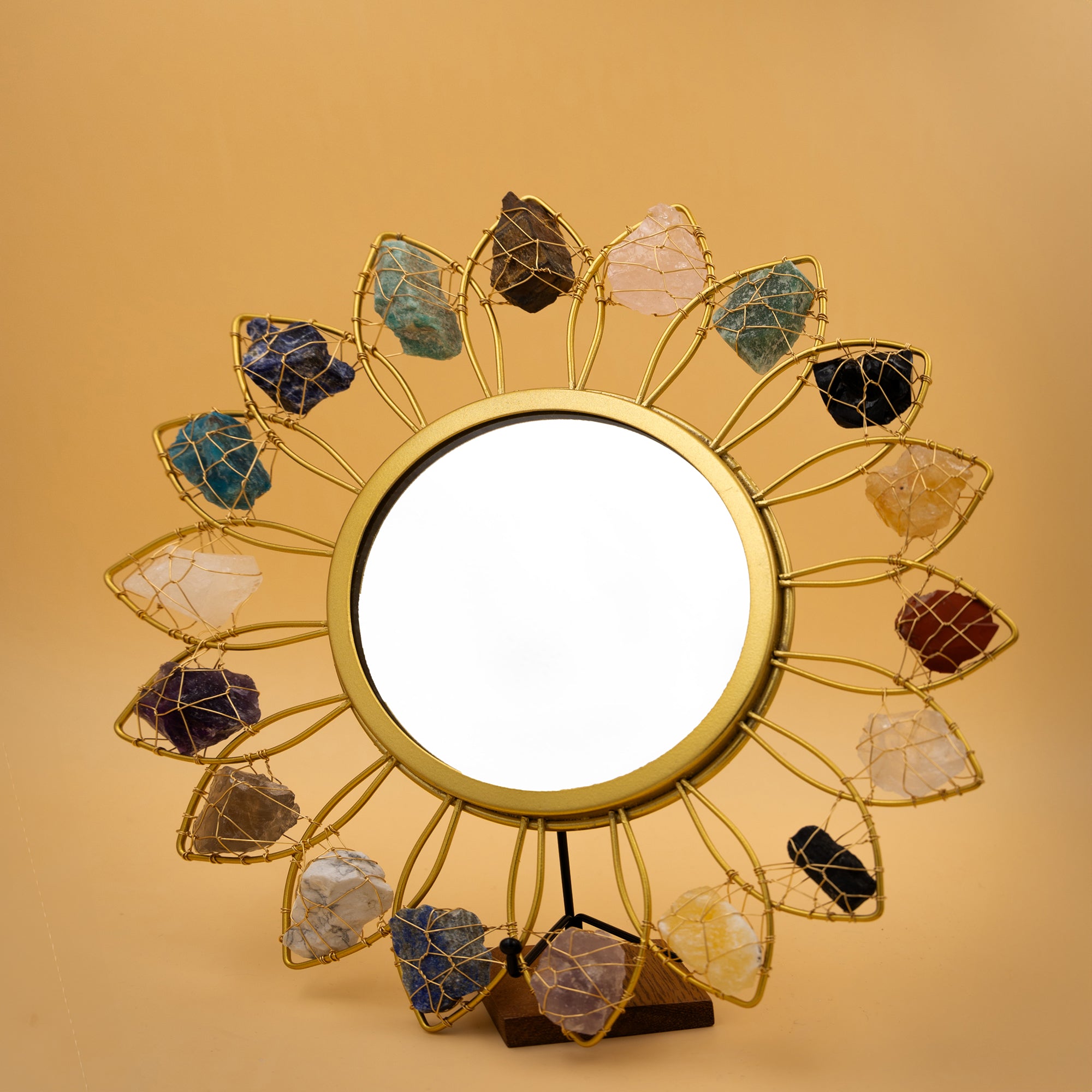 Multi Raw Crystal Handmade Mirror, Spiritual Gift