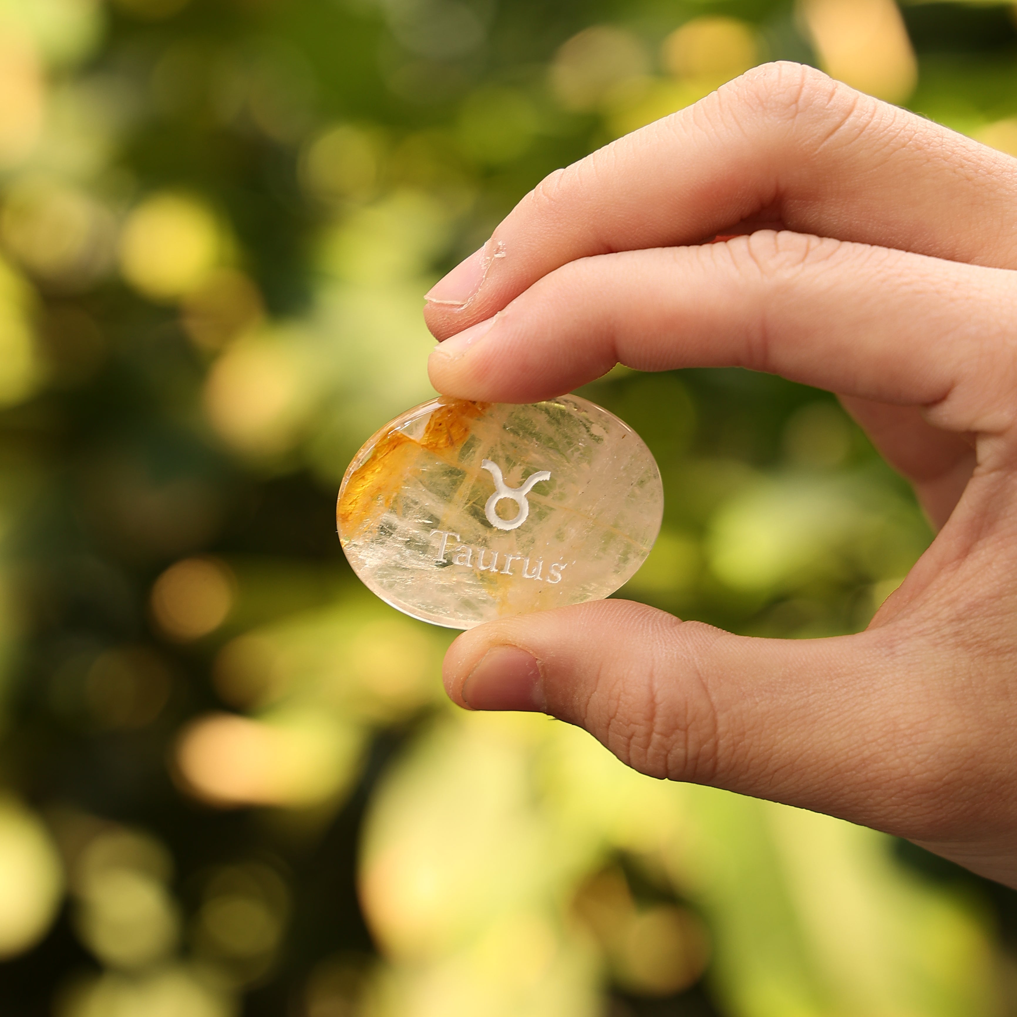 ♉️ Taurus Palm Worry Stone Yellow Hematoid Quartz Golden Healer