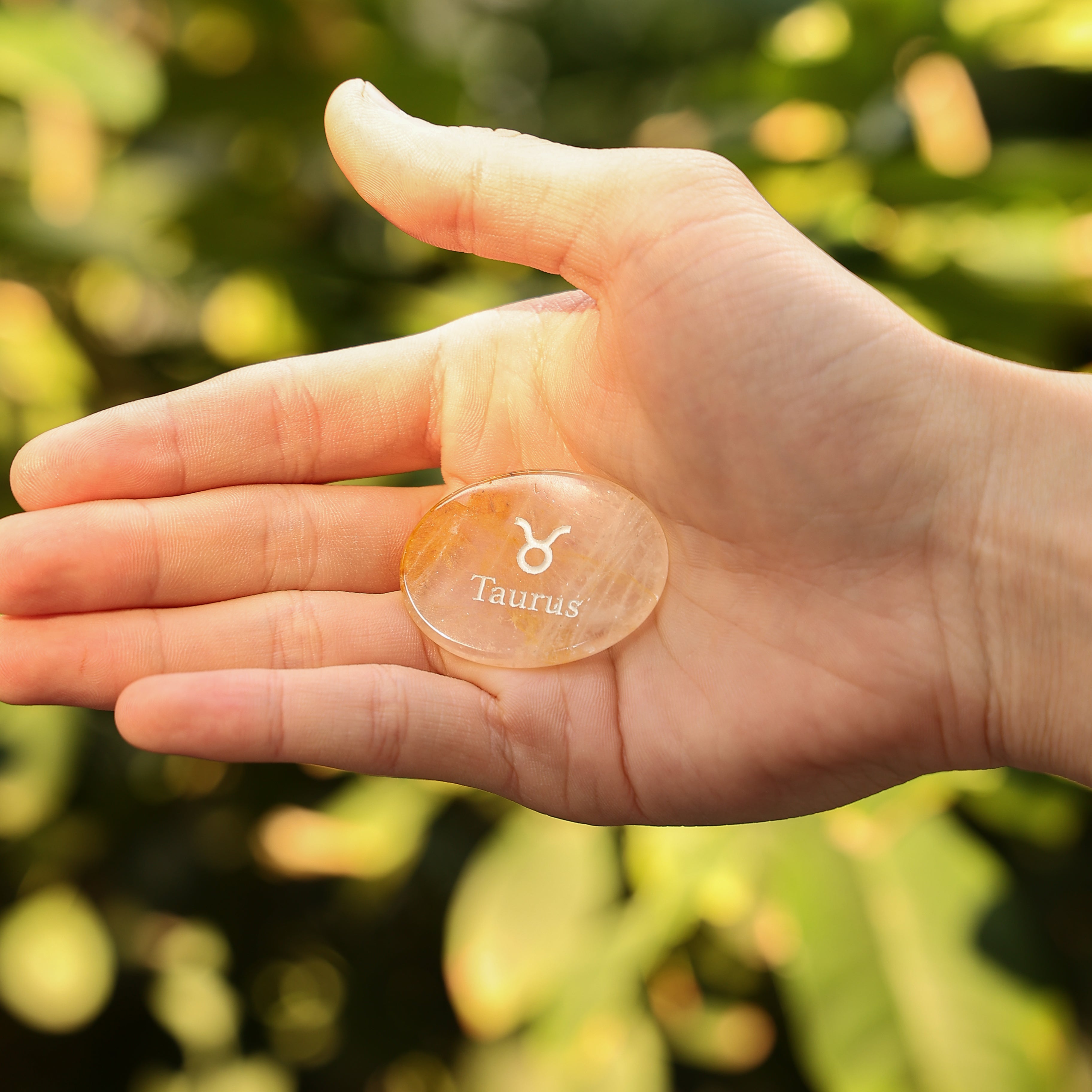 ♉️ Taurus Palm Worry Stone Yellow Hematoid Quartz Golden Healer