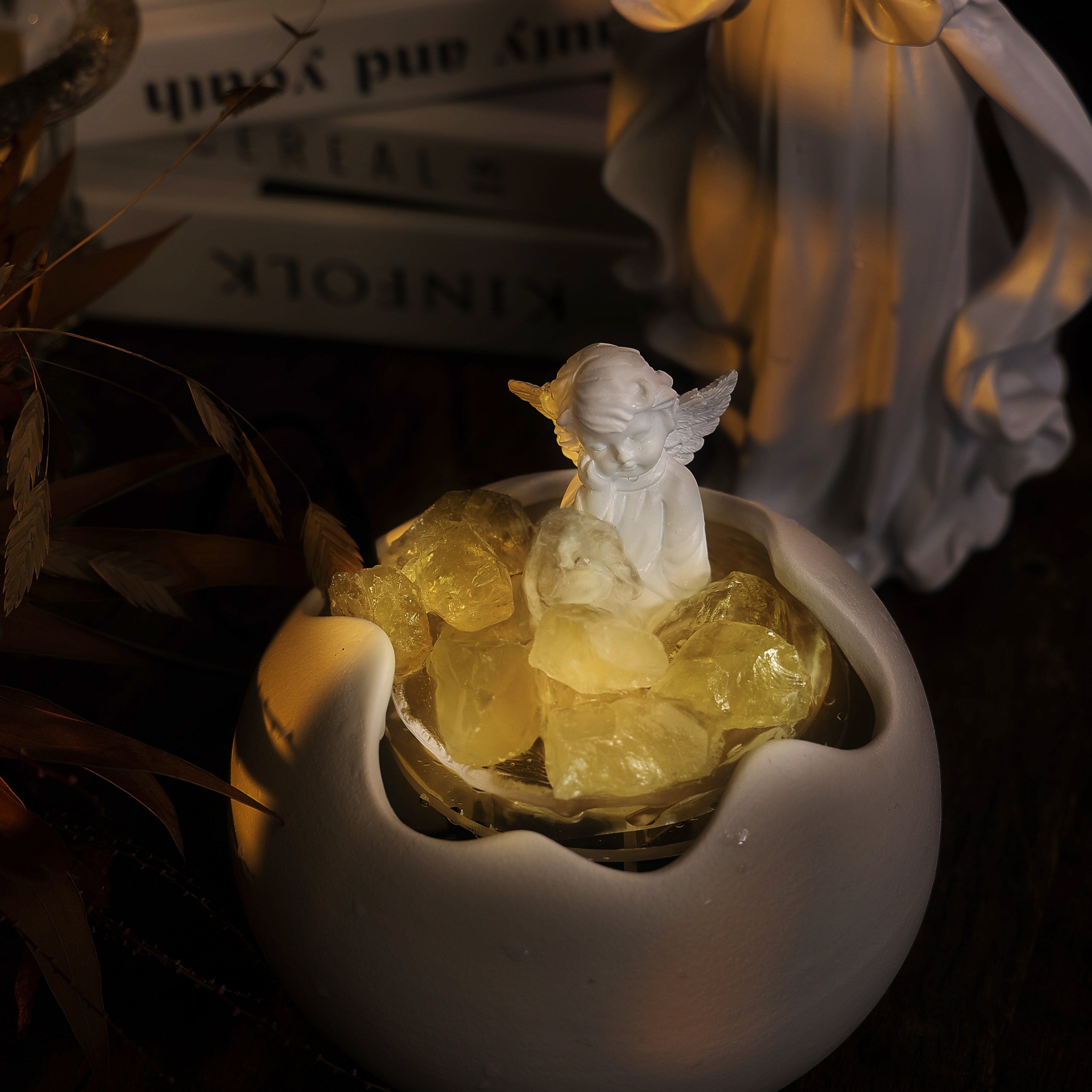 Angel Decor Mini Crystal Fountain Decorative Lamp (Type-B)